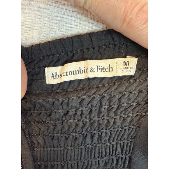 Abercrombie Black Babydoll Tank Top Size M Smocked Back Flowy - Picture 4 of 8